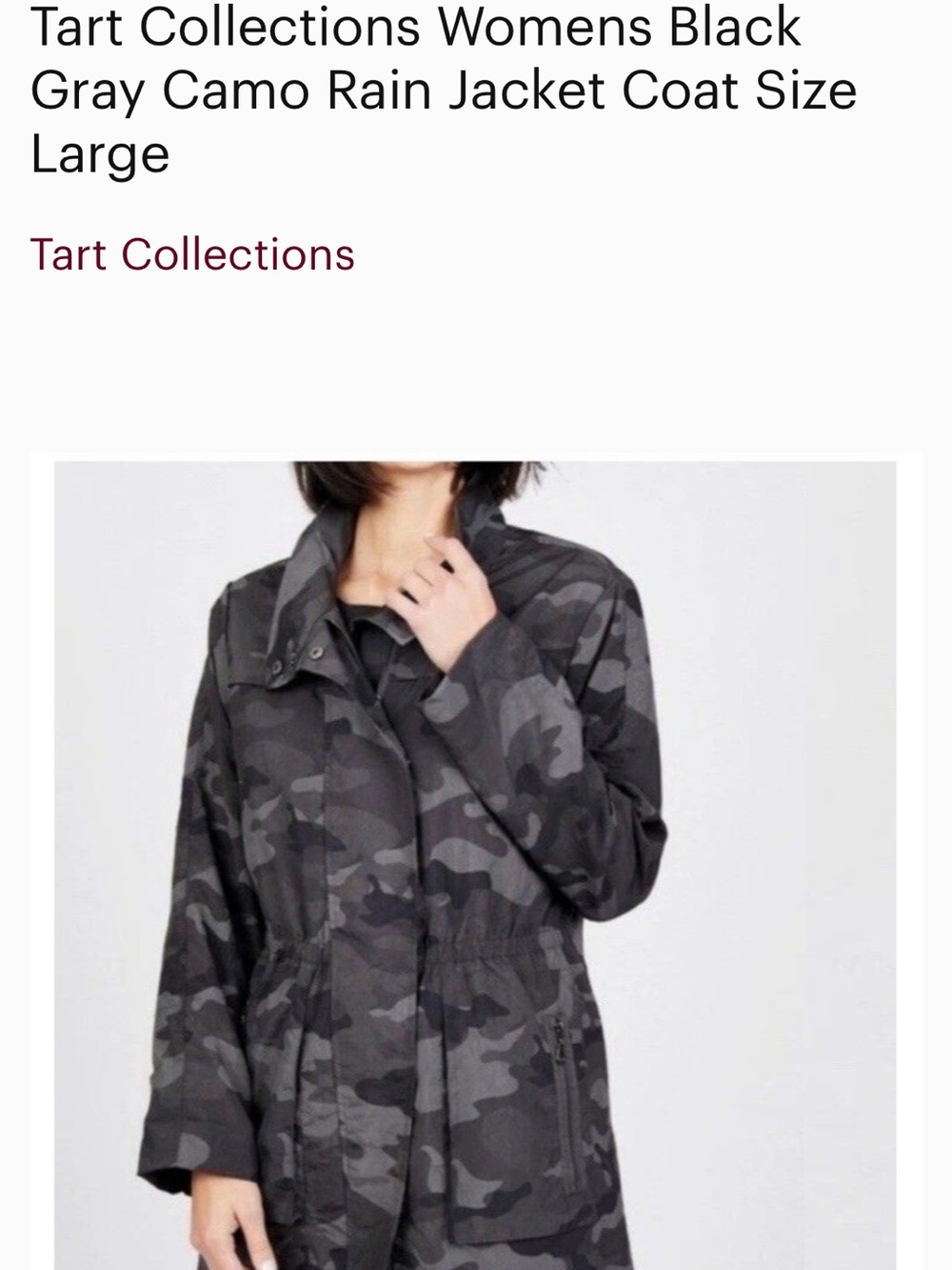 Tart Collections Gray & Black Camo Utility Rain Jacket